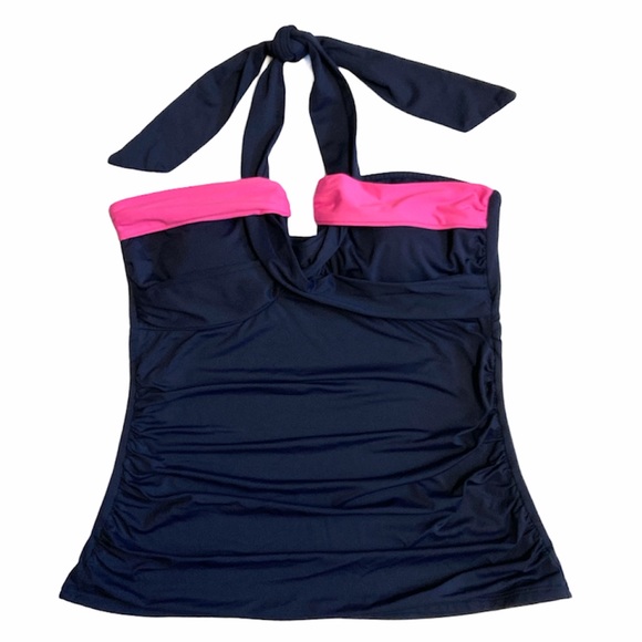 Anne Cole Tankini Bathing Suit Top Halter Tie Medium - Picture 1 of 8
